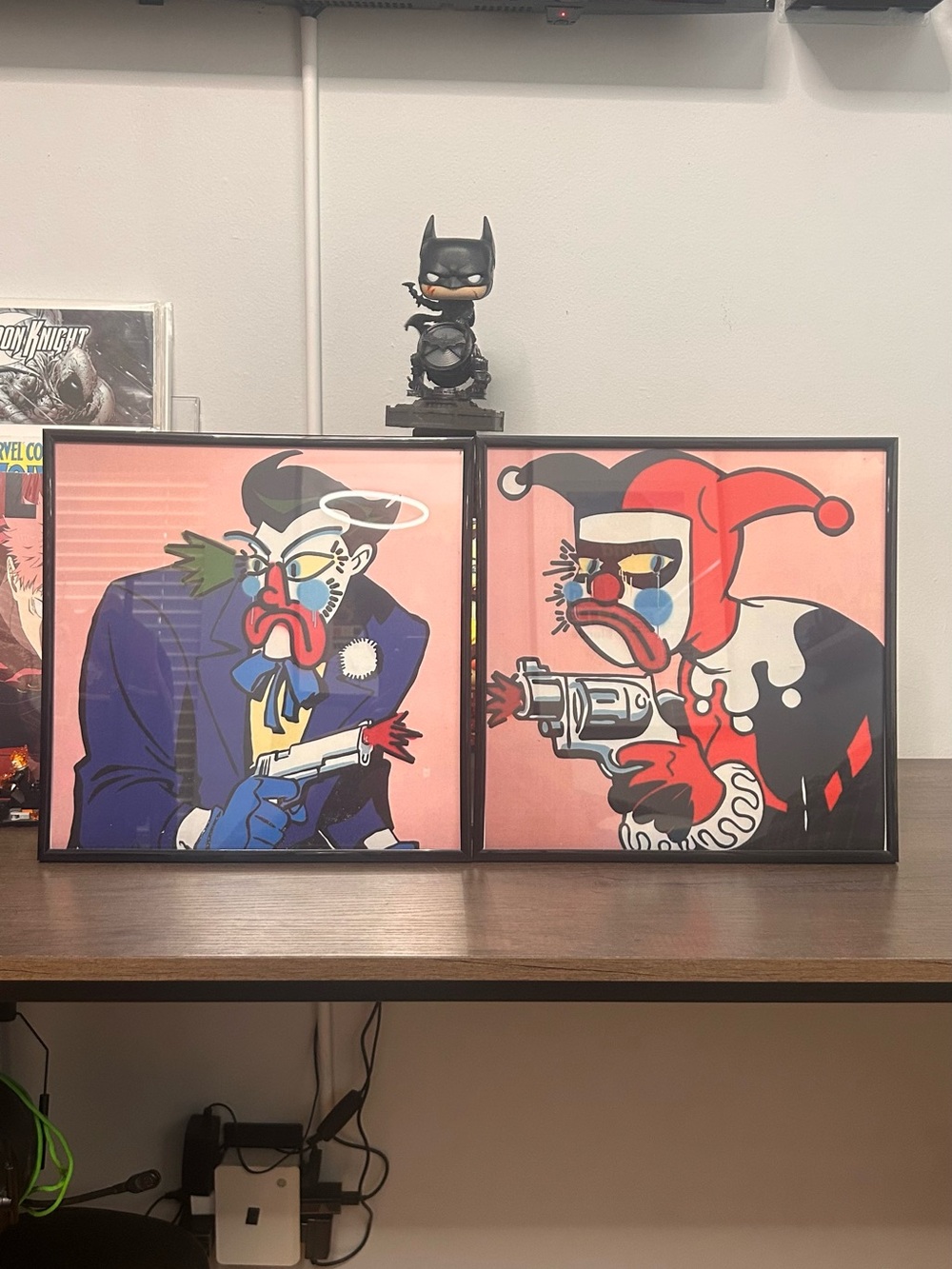 Framed Two-Piece Clown Duo Wall Art - Red, Blue, Black